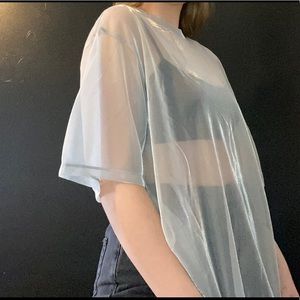 Silver Mesh Oversized Tee